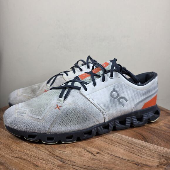 On Cloud X Ivory Flame Mens White Black Orange Size 11 Running Shoes 60.98699 - Picture 2 of 12